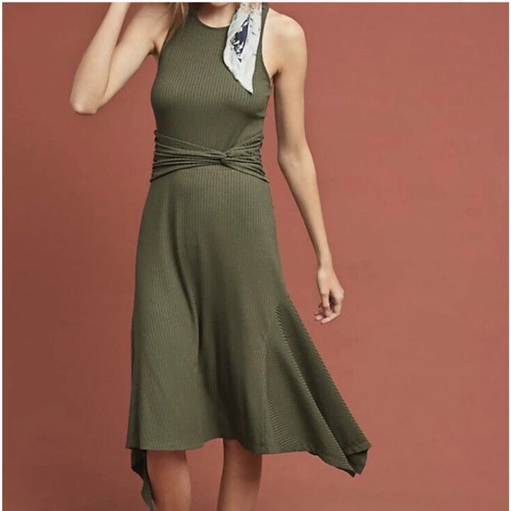 Anthropologie Kingsolver Racerback Ribbed Midi Dress - Picture 2 of 10